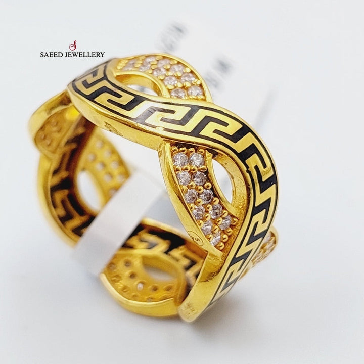 Enameled &amp;amp; Zirconed Virna Wedding Ring Made Of 21K Yellow Gold. by Saeed Jewelry-28394
