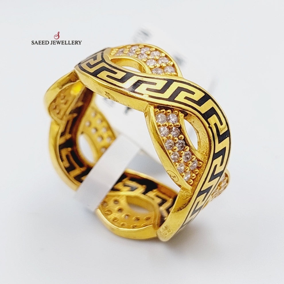 Enameled &amp;amp; Zirconed Virna Wedding Ring Made Of 21K Yellow Gold. by Saeed Jewelry-28394