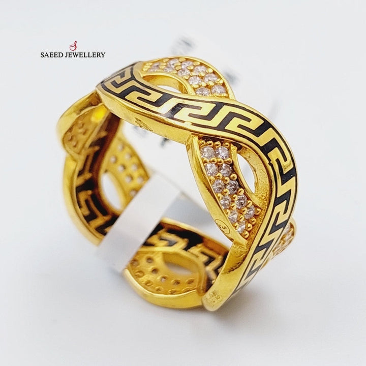 Enameled &amp;amp; Zirconed Virna Wedding Ring Made Of 21K Yellow Gold. by Saeed Jewelry-28394
