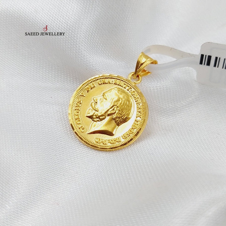 English Lira Pendant Made Of 21K Yellow Gold by Saeed Jewelry-28109