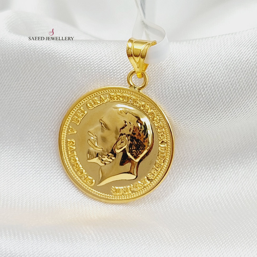 English Lira Pendant  Made Of 21K Yellow Gold by Saeed Jewelry-29762