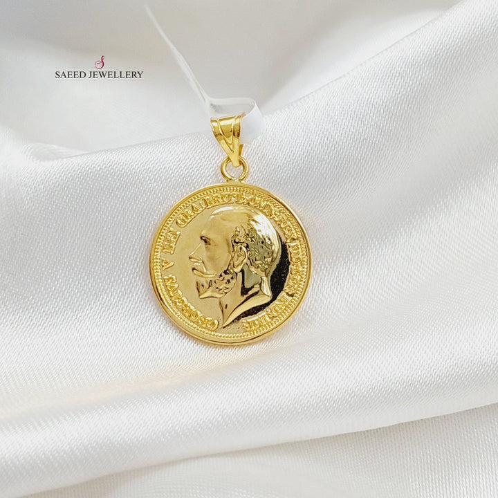 English Lira Pendant  Made Of 21K Yellow Gold by Saeed Jewelry-29762