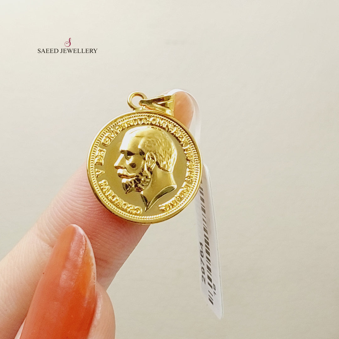 English Lira Pendant  Made Of 21K Yellow Gold by Saeed Jewelry-29763