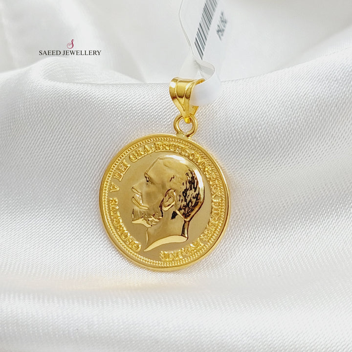 English Lira Pendant  Made Of 21K Yellow Gold by Saeed Jewelry-29763