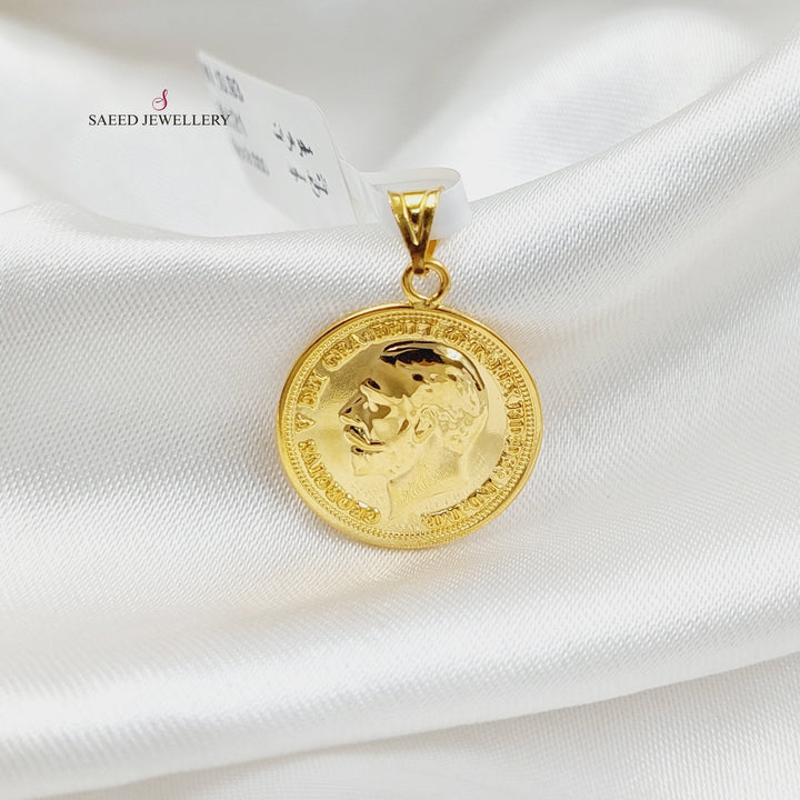 English Lira Pendant  Made Of 21K Yellow Gold by Saeed Jewelry-29764