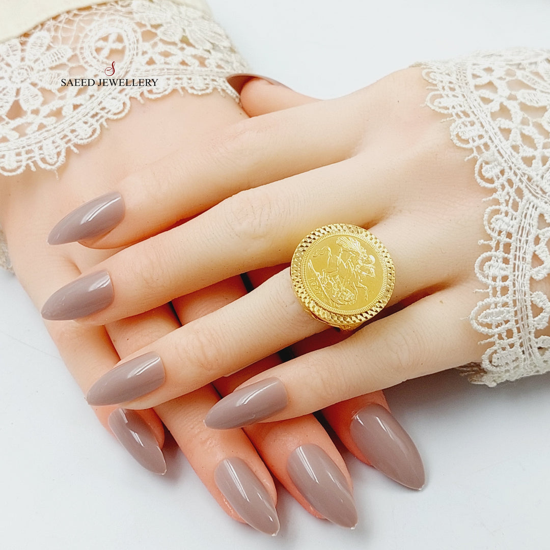 English Lira Ring  Made Of 21K Yellow Gold by Saeed Jewelry-28879