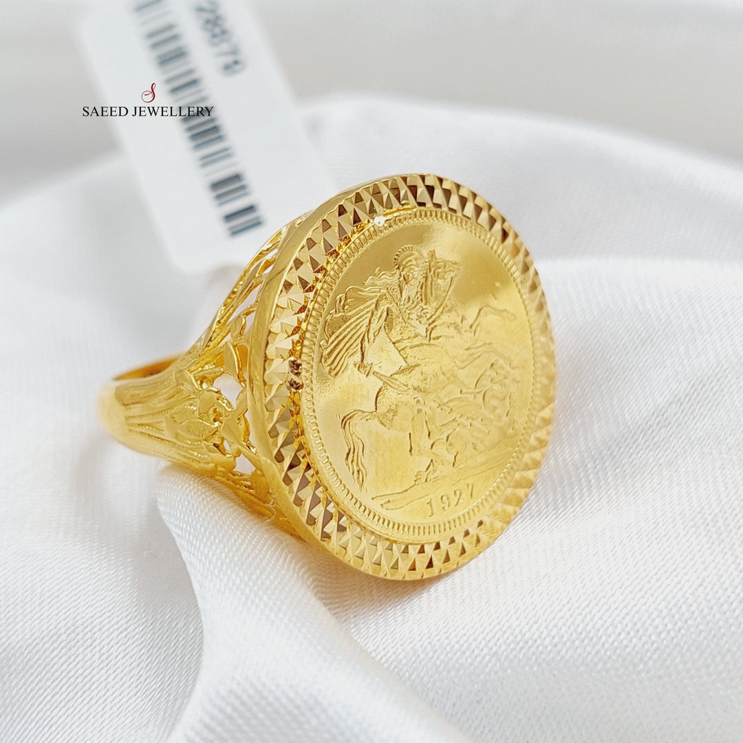 English Lira Ring  Made Of 21K Yellow Gold by Saeed Jewelry-28879
