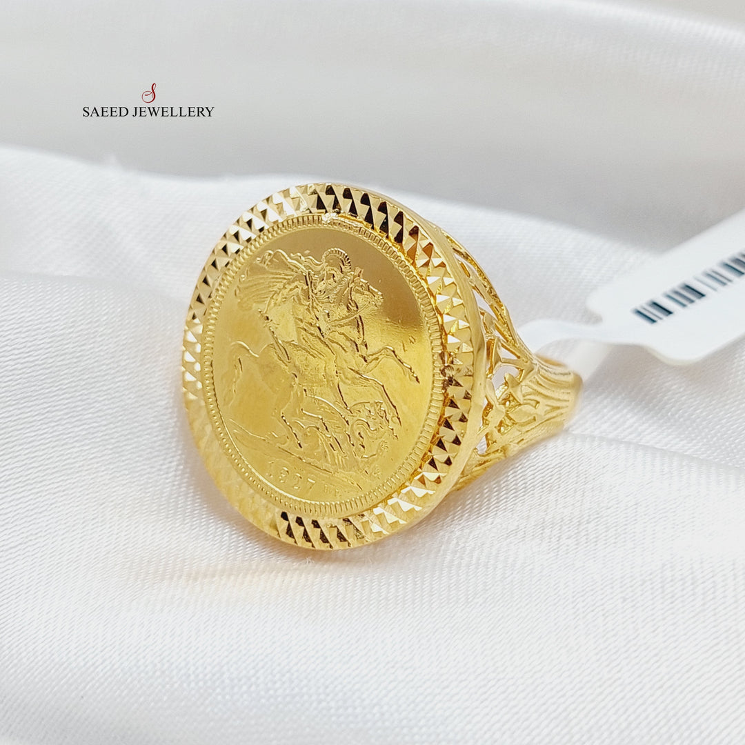 English Lira Ring  Made Of 21K Yellow Gold by Saeed Jewelry-28879