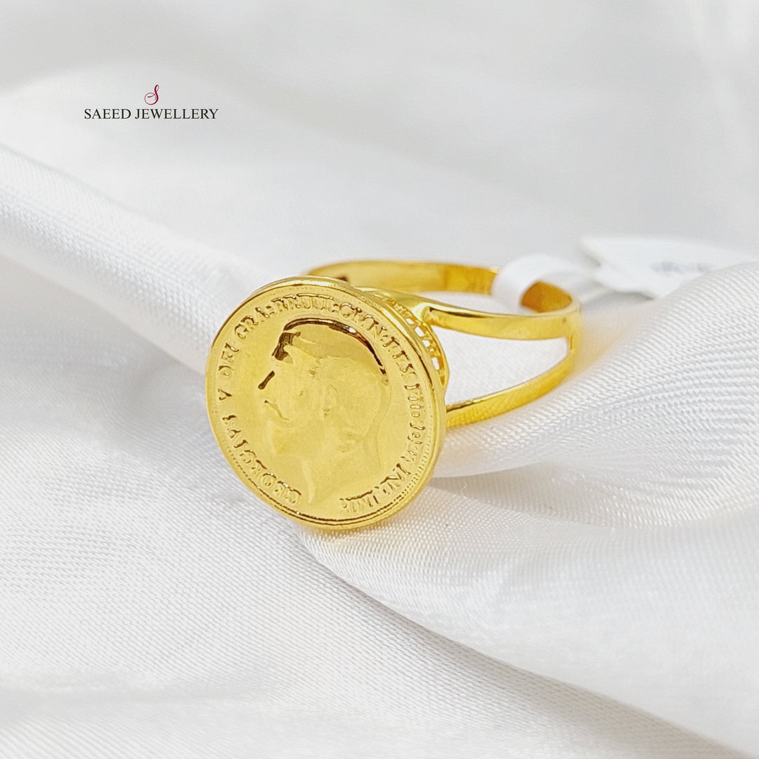 English Lira Ring  Made Of 21K Yellow Gold by Saeed Jewelry-29751