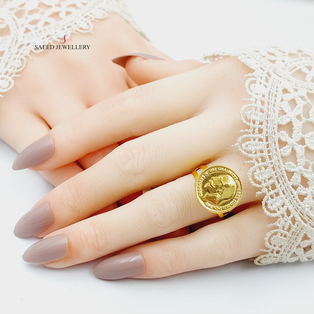 English Lira Ring  Made Of 21K Yellow Gold by Saeed Jewelry-29751