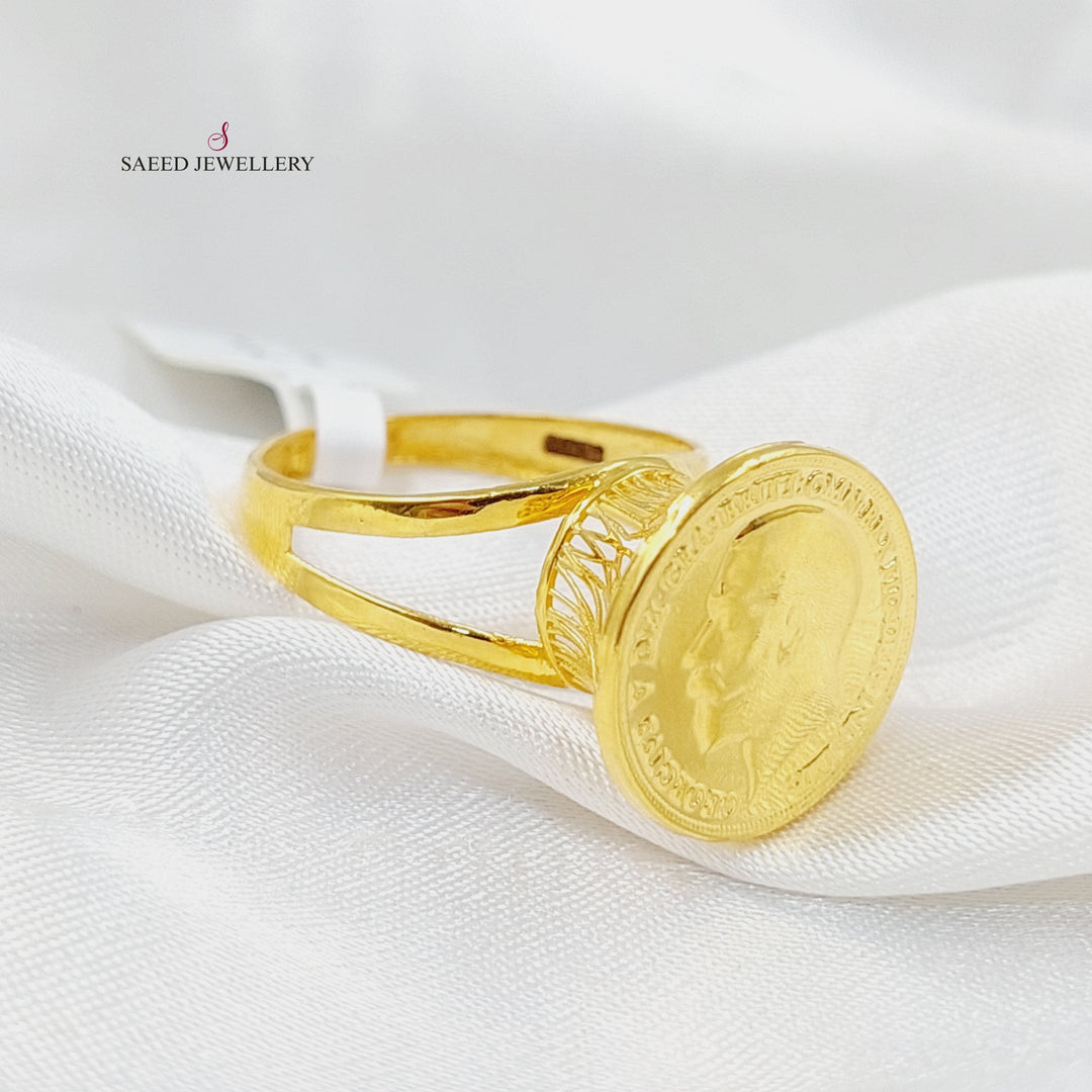 English Lira Ring  Made Of 21K Yellow Gold by Saeed Jewelry-29751