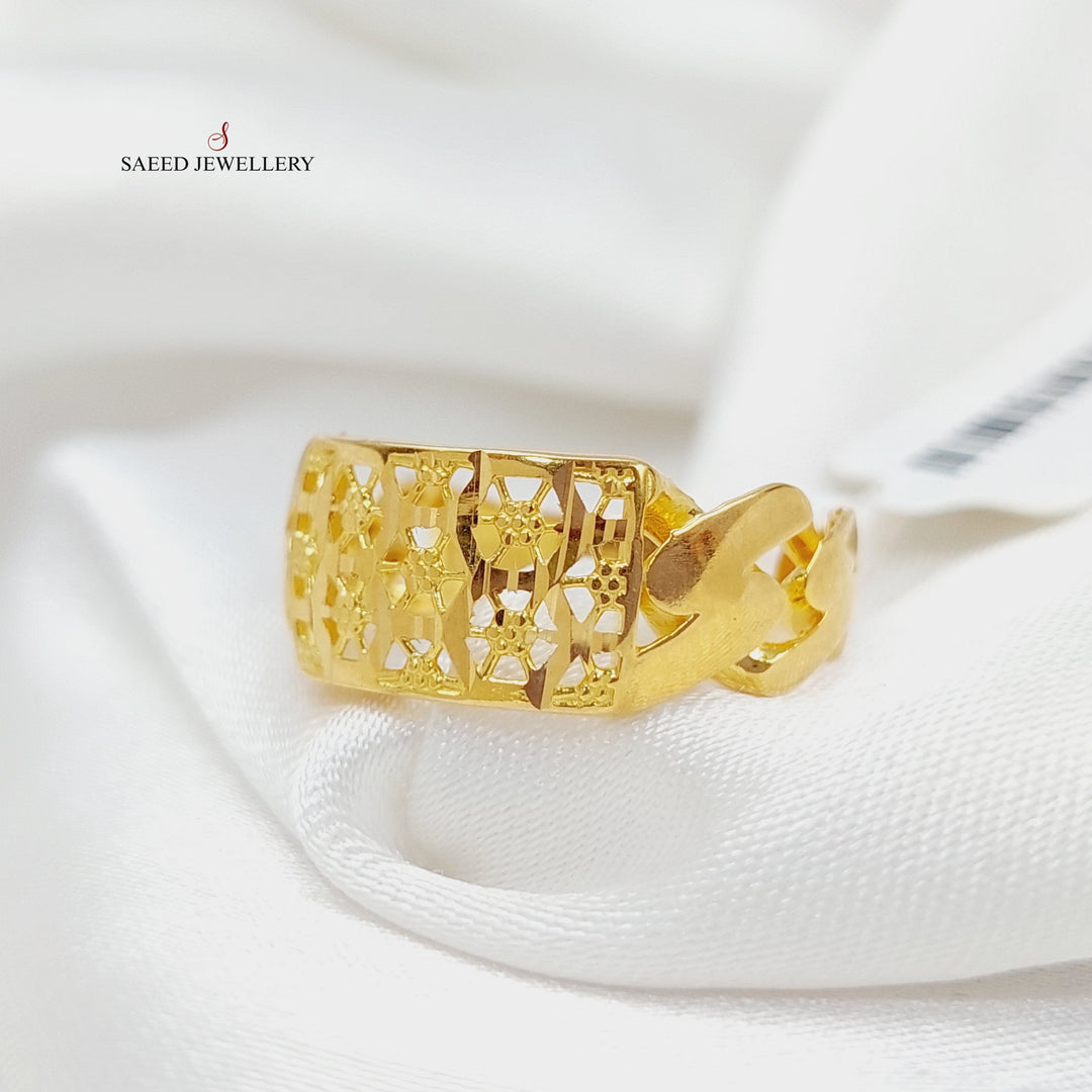 Engraved Bar Ring Made Of 21K Yellow Gold by Saeed Jewelry-28370