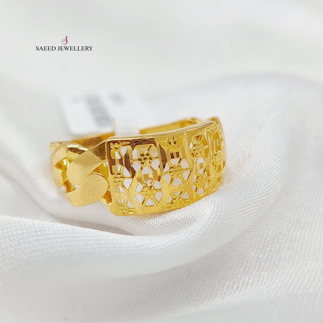 Engraved Bar Ring Made Of 21K Yellow Gold by Saeed Jewelry-28370