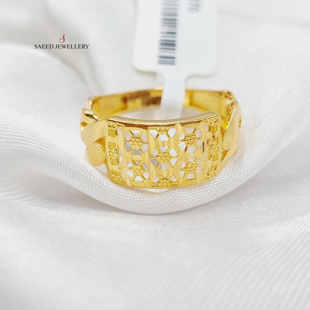 Engraved Bar Ring Made Of 21K Yellow Gold by Saeed Jewelry-28370