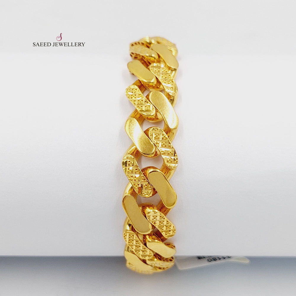 Engraved Cuban Links Bracelet  Made of 21K Yellow Gold by Saeed Jewelry-21k-bracelet-31180