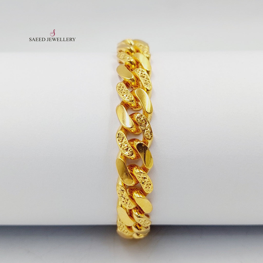 Engraved Cuban Links Bracelet  Made of 21K Yellow Gold by Saeed Jewelry-21k-bracelet-31181