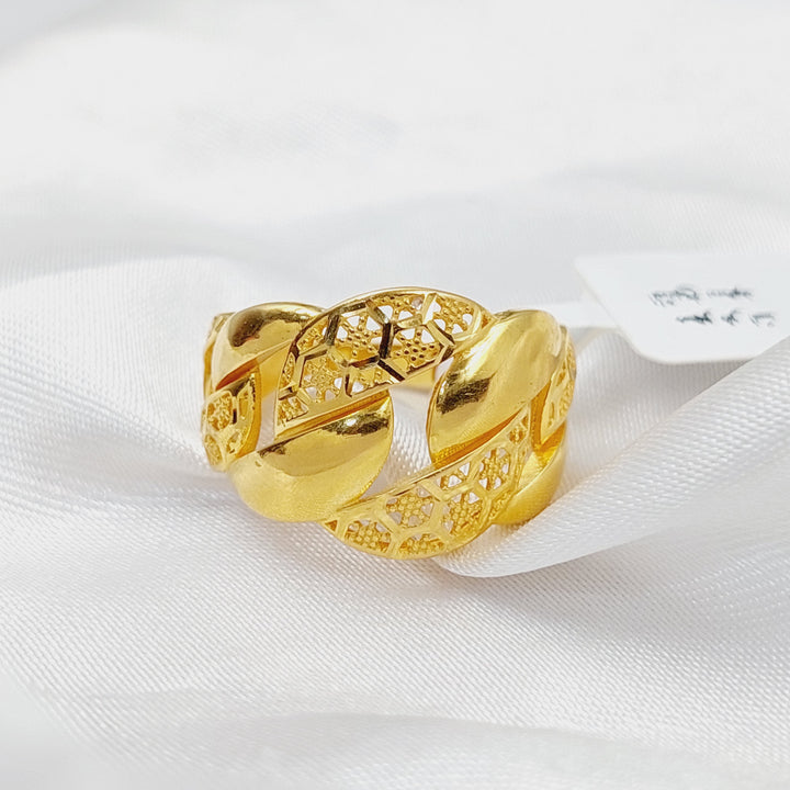 Engraved Cuban Links Ring  Made Of 21K Yellow Gold by Saeed Jewelry-29688