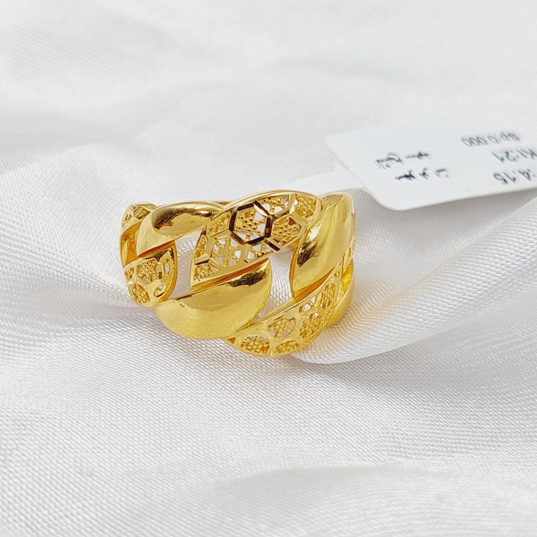 Engraved Cuban Links Ring  Made Of 21K Yellow Gold by Saeed Jewelry-29688