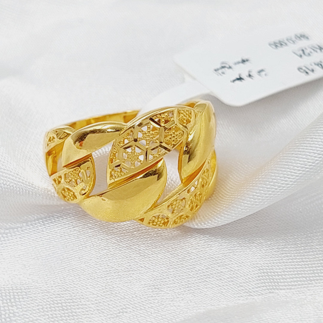 Engraved Cuban Links Ring  Made Of 21K Yellow Gold by Saeed Jewelry-29688