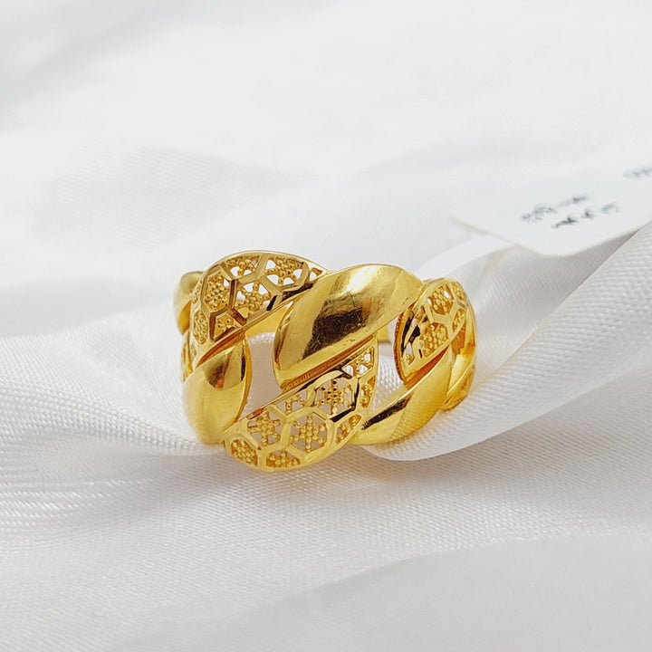Engraved Cuban Links Ring  Made Of 21K Yellow Gold by Saeed Jewelry-29688