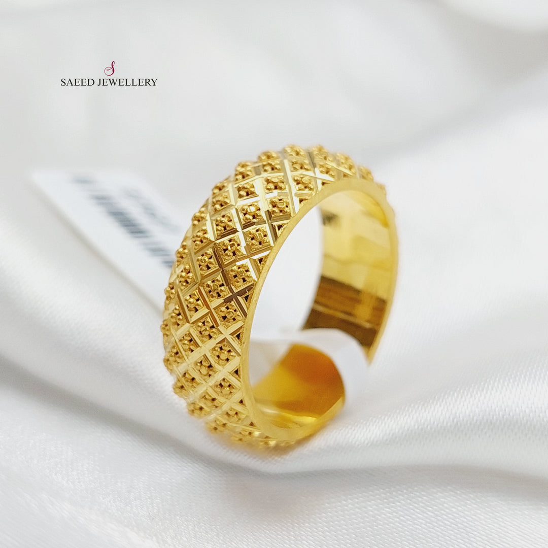 Engraved Engagement Ring Made Of 21K Yellow Gold by Saeed Jewelry-27522