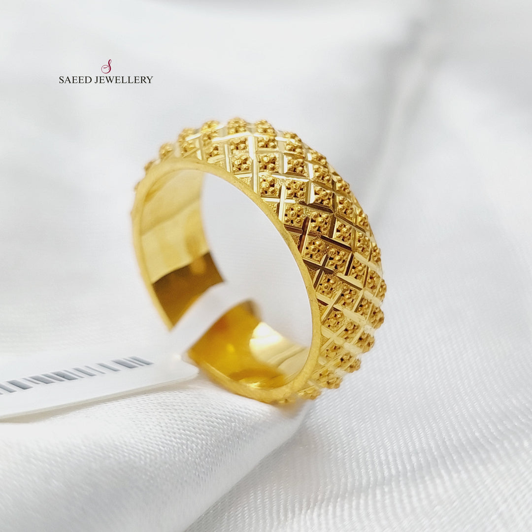 Engraved Engagement Ring Made Of 21K Yellow Gold by Saeed Jewelry-27522