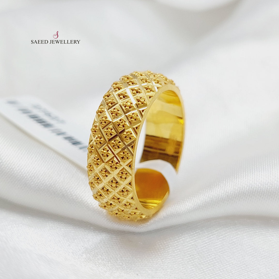 Engraved Engagement Ring Made Of 21K Yellow Gold by Saeed Jewelry-27522