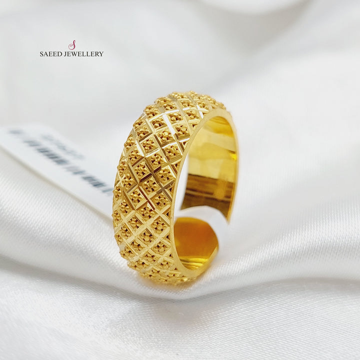 Engraved Engagement Ring Made Of 21K Yellow Gold by Saeed Jewelry-27522