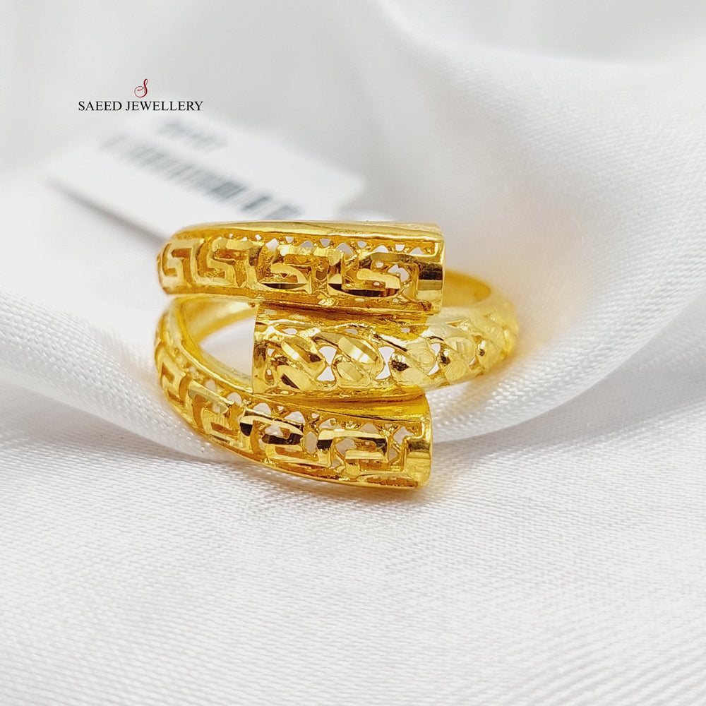 Engraved Hexa Ring  Made Of 21K Yellow Gold by Saeed Jewelry-29107