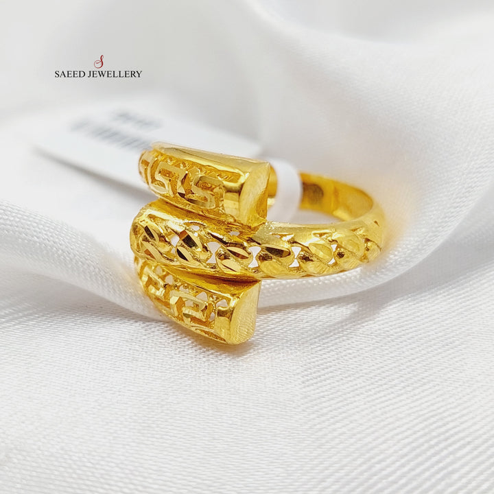 Engraved Hexa Ring  Made Of 21K Yellow Gold by Saeed Jewelry-29107