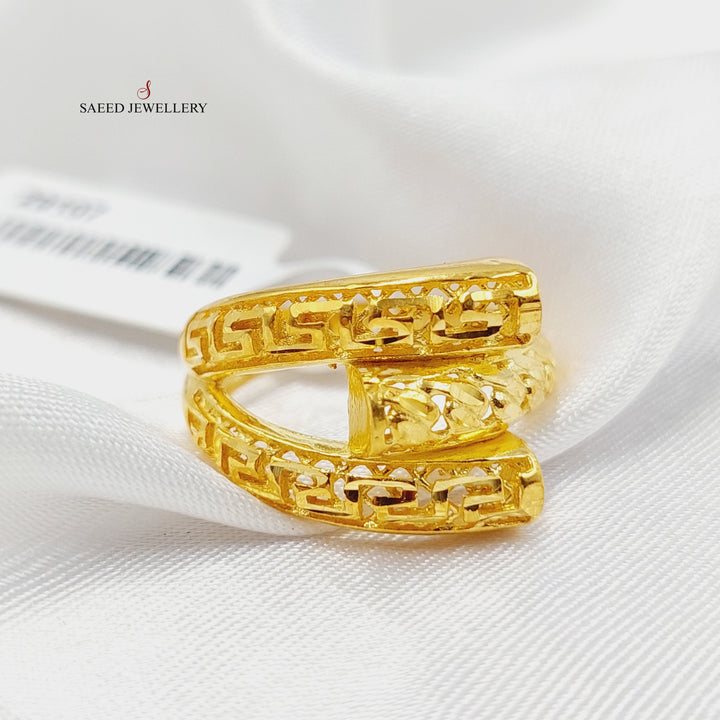 Engraved Hexa Ring  Made Of 21K Yellow Gold by Saeed Jewelry-29107