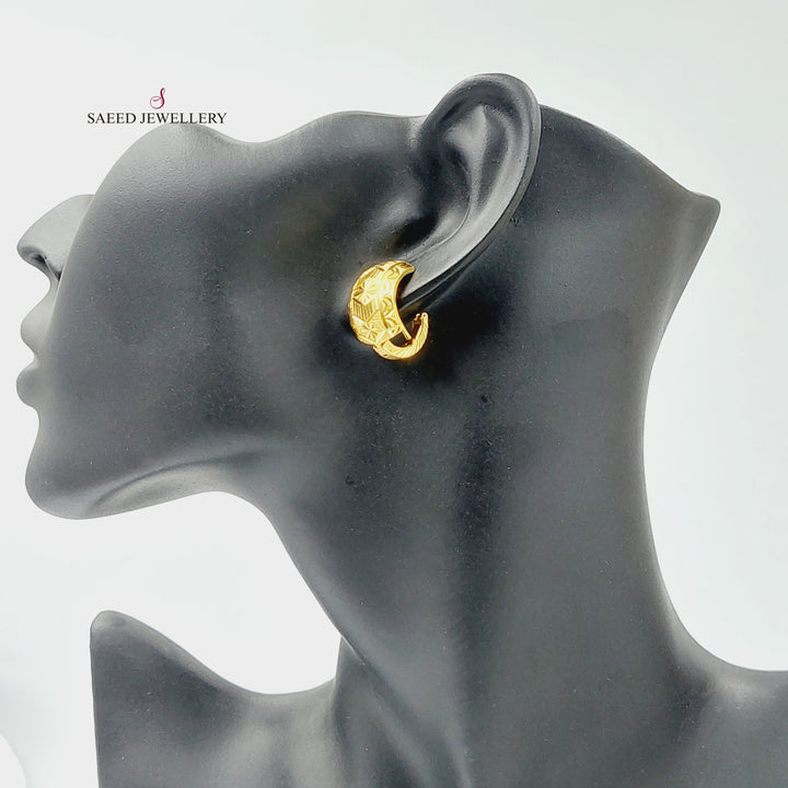 Engraved Hoop Earrings  Made Of 21K Yellow Gold by Saeed Jewelry-30393