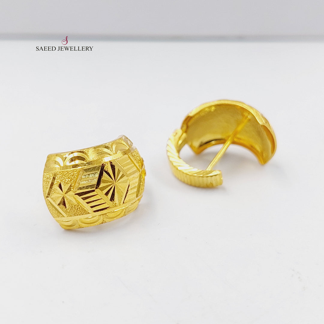 Engraved Hoop Earrings  Made Of 21K Yellow Gold by Saeed Jewelry-30393