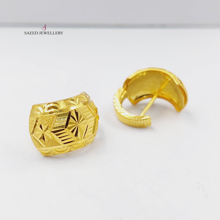 Engraved Hoop Earrings  Made Of 21K Yellow Gold by Saeed Jewelry-30393