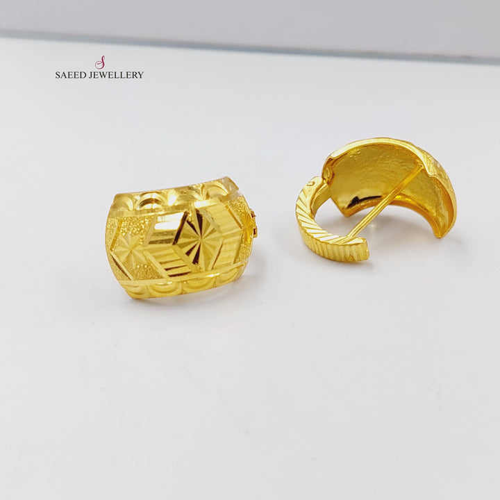 Engraved Hoop Earrings  Made Of 21K Yellow Gold by Saeed Jewelry-30393