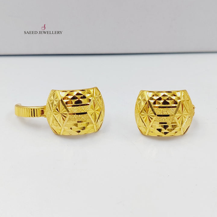 Engraved Hoop Earrings  Made Of 21K Yellow Gold by Saeed Jewelry-30394