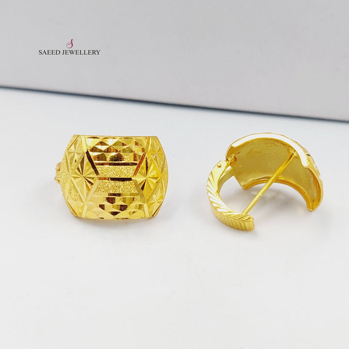Engraved Hoop Earrings  Made Of 21K Yellow Gold by Saeed Jewelry-30394