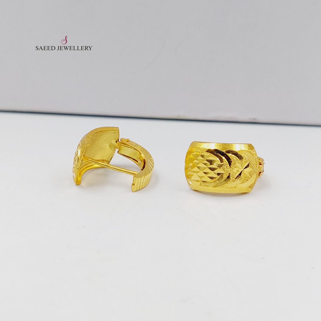 Engraved Hoop Earrings  Made Of 21K Yellow Gold by Saeed Jewelry-30396