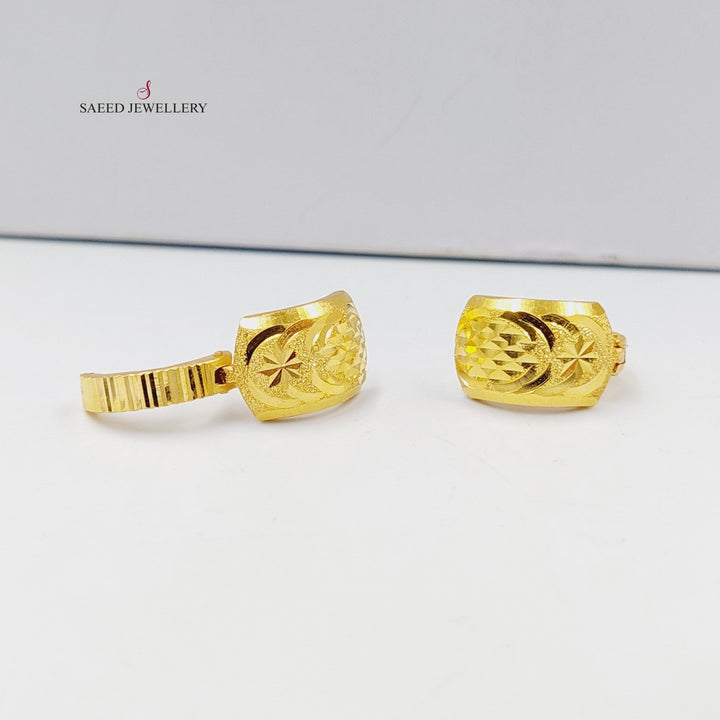 Engraved Hoop Earrings  Made Of 21K Yellow Gold by Saeed Jewelry-30396
