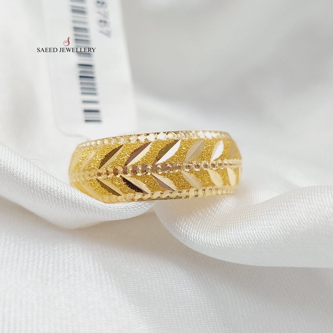 Engraved Leaf Wedding Ring  Made Of 21K Yellow Gold by Saeed Jewelry-28766