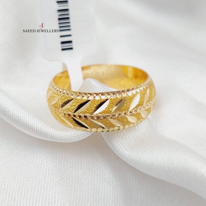 Engraved Leaf Wedding Ring  Made Of 21K Yellow Gold by Saeed Jewelry-28766