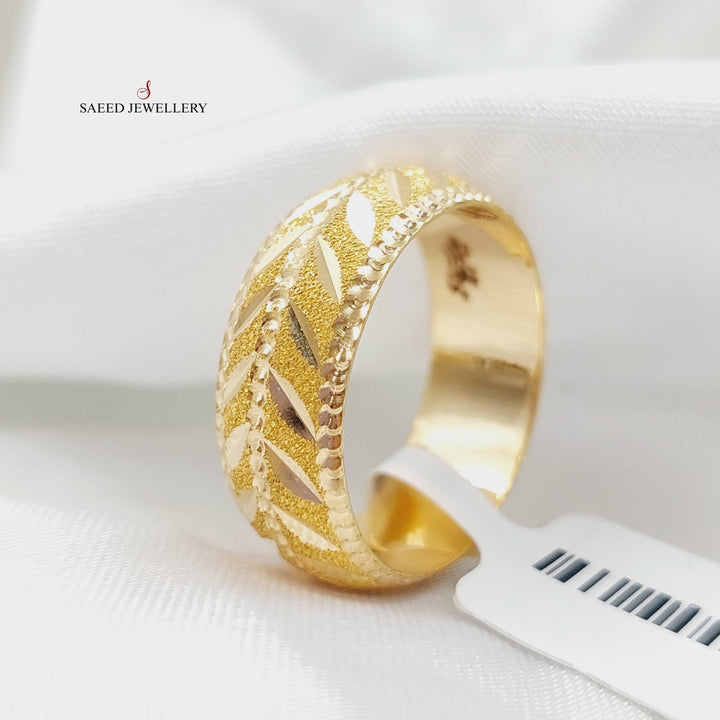 Engraved Leaf Wedding Ring  Made Of 21K Yellow Gold by Saeed Jewelry-28766