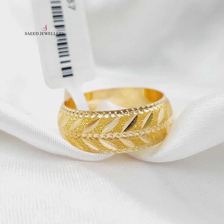 Engraved Leaf Wedding Ring  Made Of 21K Yellow Gold by Saeed Jewelry-28766