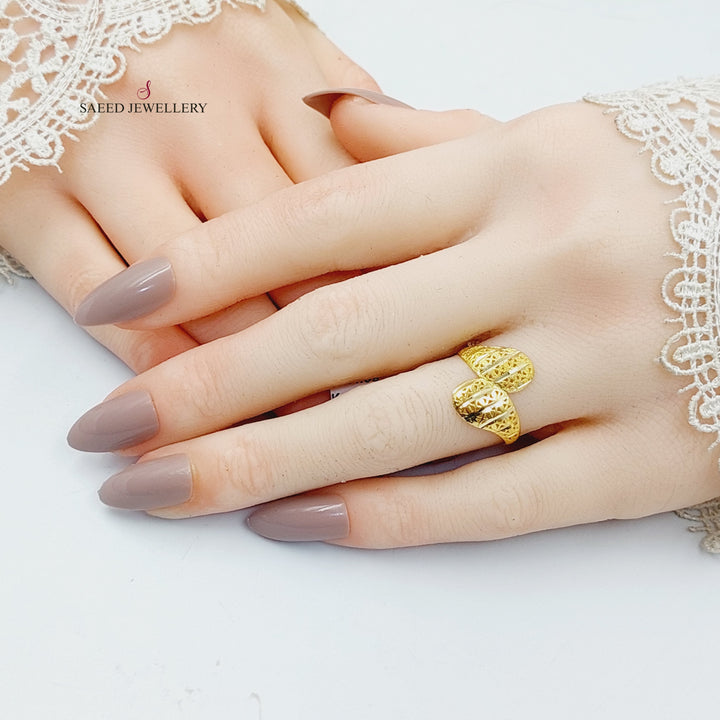 Engraved Light Ring  Made Of 18K Yellow Gold by Saeed Jewelry-30529