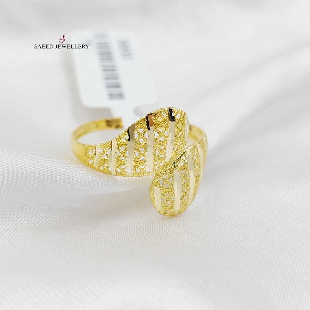 Engraved Light Ring  Made Of 18K Yellow Gold by Saeed Jewelry-30531