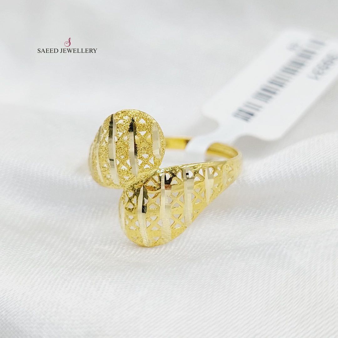 Engraved Light Ring  Made Of 18K Yellow Gold by Saeed Jewelry-30535