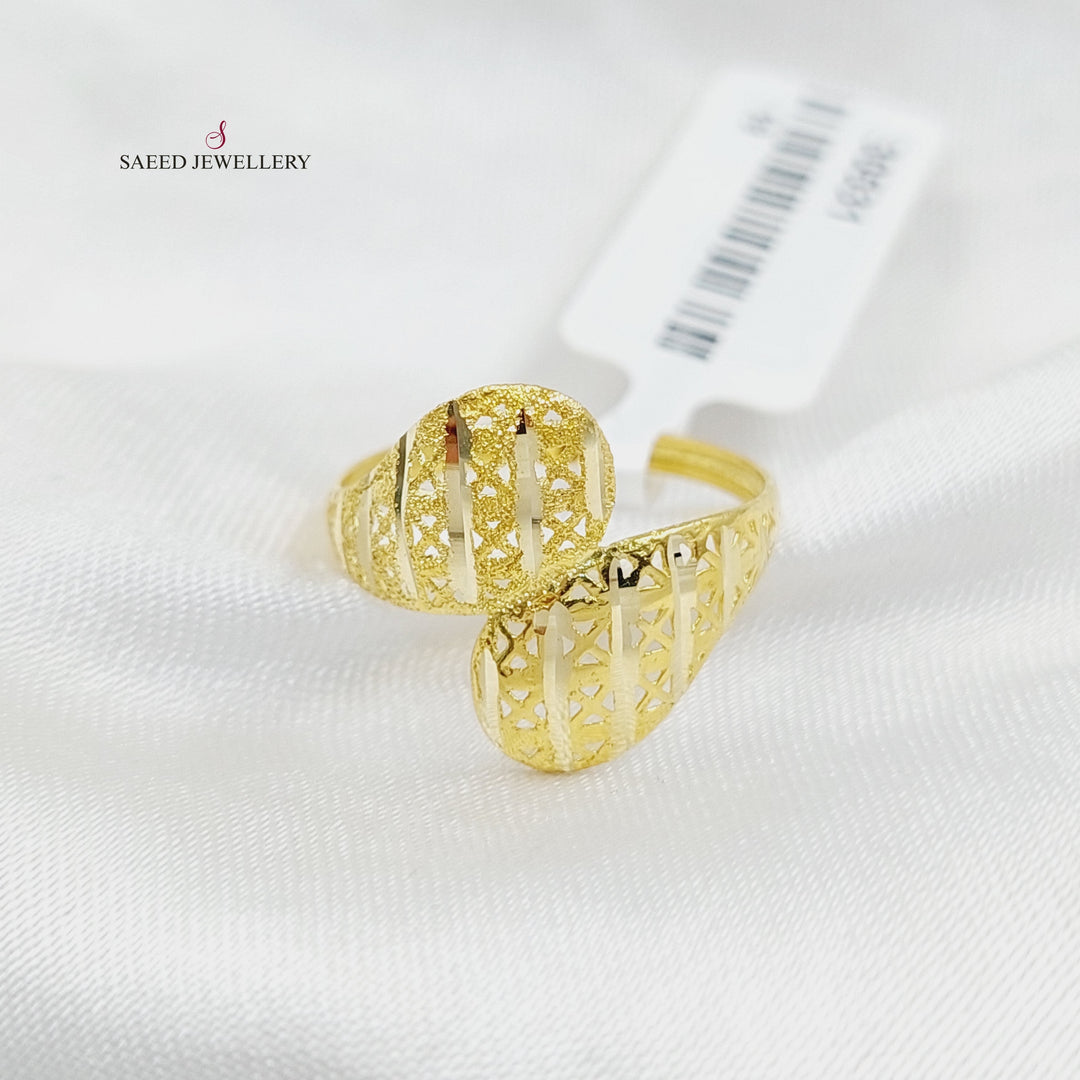 Engraved Light Ring  Made Of 18K Yellow Gold by Saeed Jewelry-30535