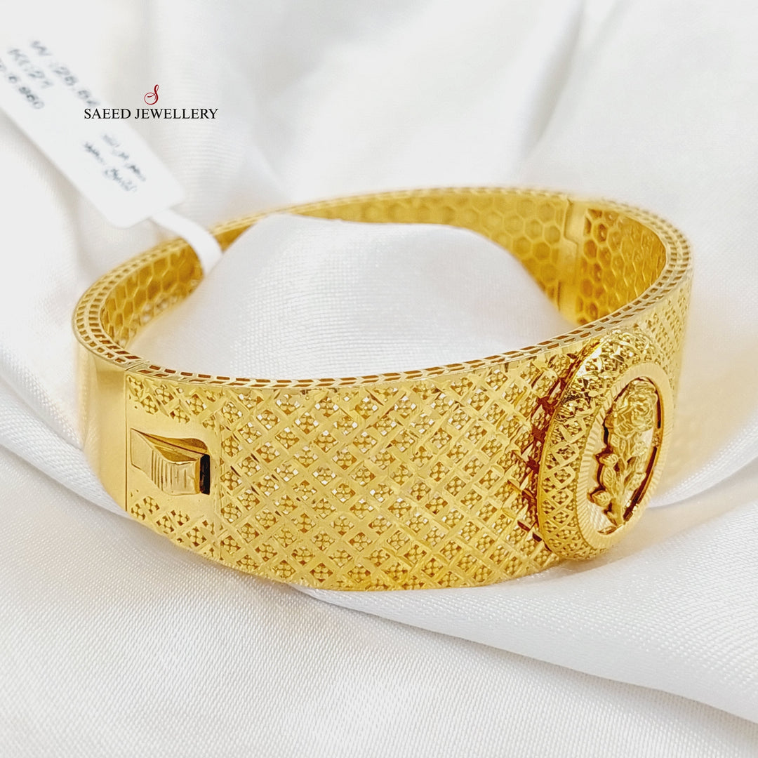 Engraved Ounce Bangle Bracelet  Made Of 21K Yellow Gold by Saeed Jewelry-29292
