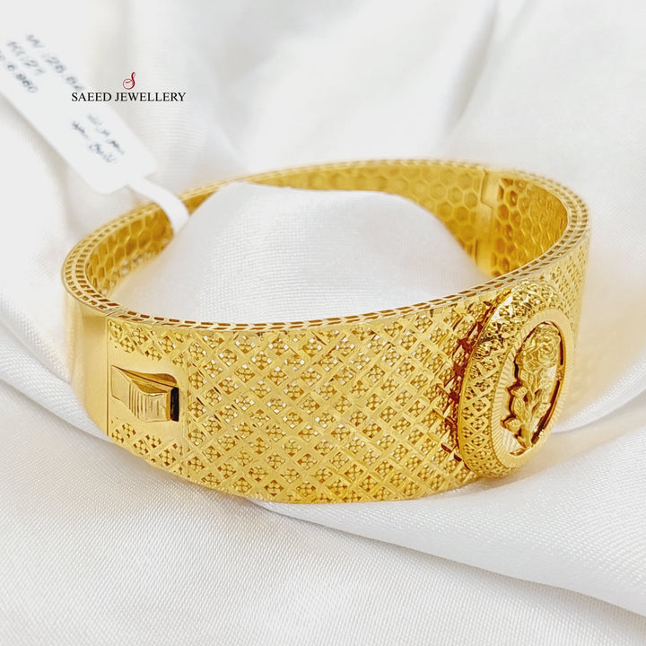 Engraved Ounce Bangle Bracelet  Made Of 21K Yellow Gold by Saeed Jewelry-29292