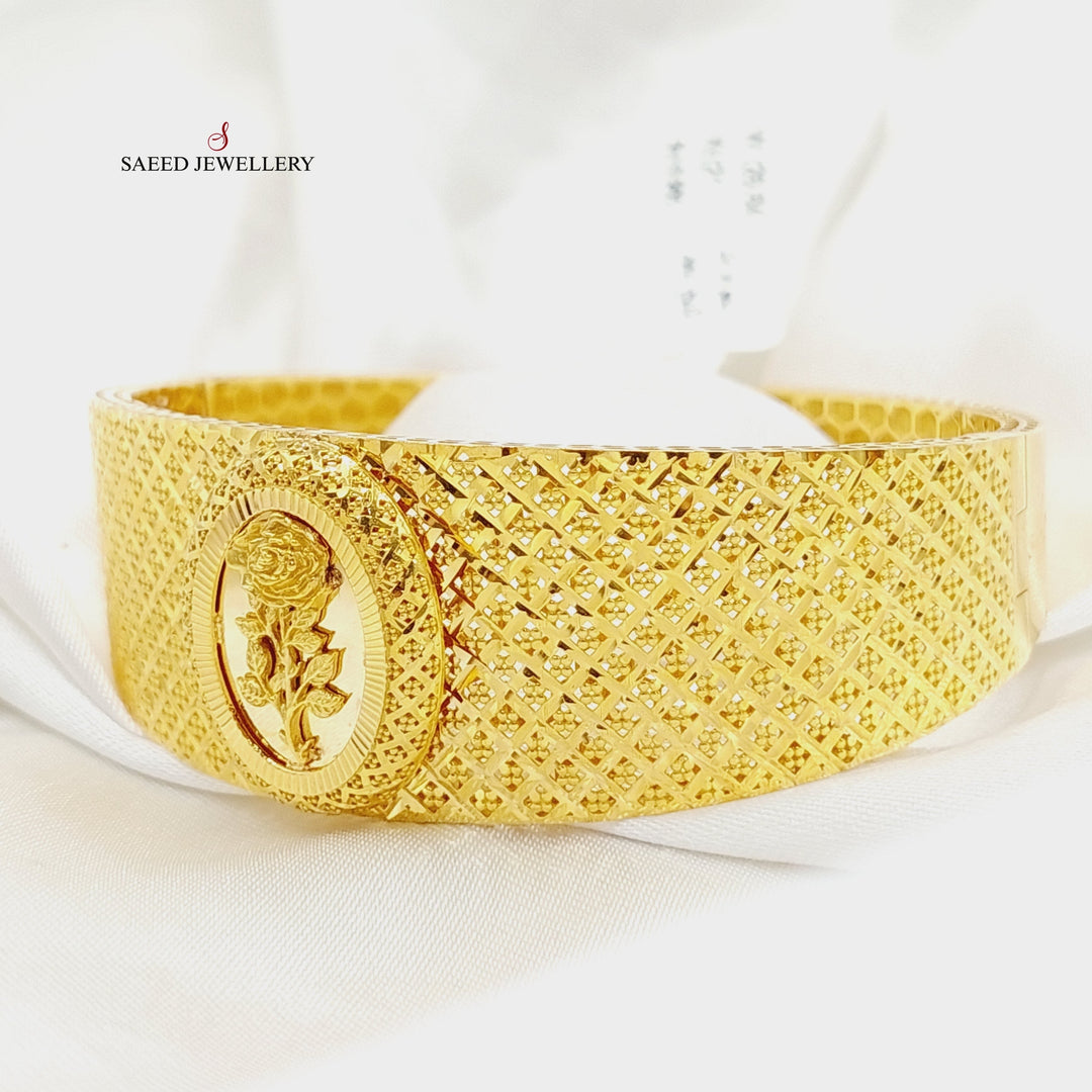 Engraved Ounce Bangle Bracelet  Made Of 21K Yellow Gold by Saeed Jewelry-29292